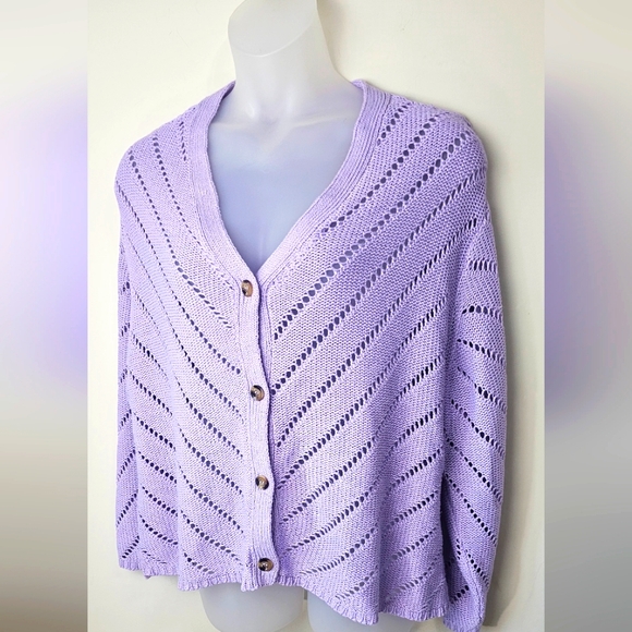 Lavender v Neck sweater plus size 3x cardigan button up - Picture 1 of 6
